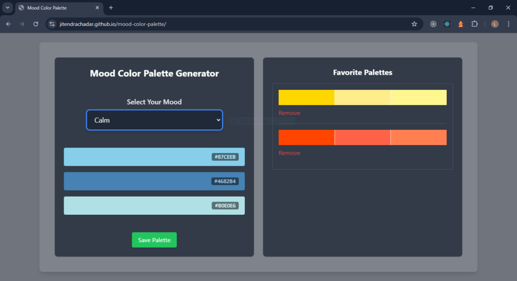Mood Color Palette App Using React